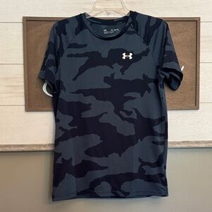 Under Armour Youth XL Loose Short Sleeve Camouflage Tee - Navy and Light Blue